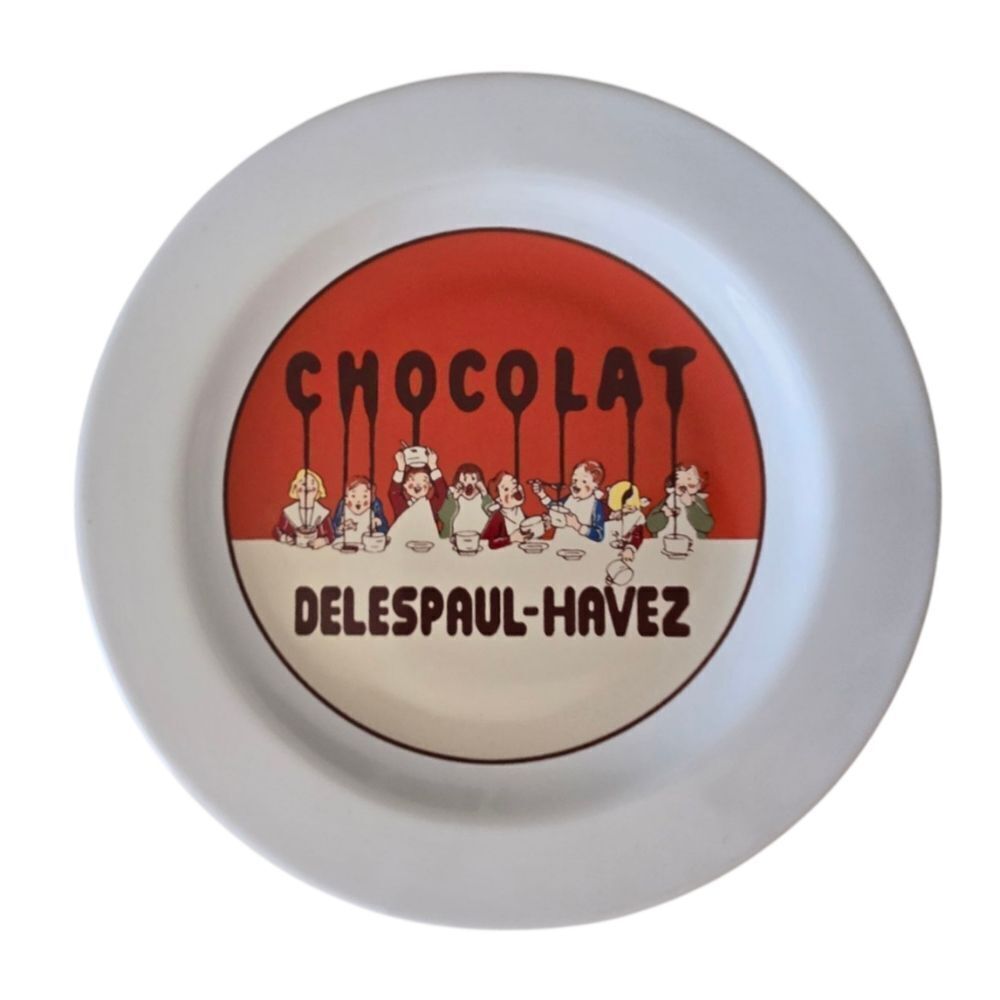 Pottery Barn Ceramic Chocolate Dessert Plate, Red Chocolat Delespaul-Havez